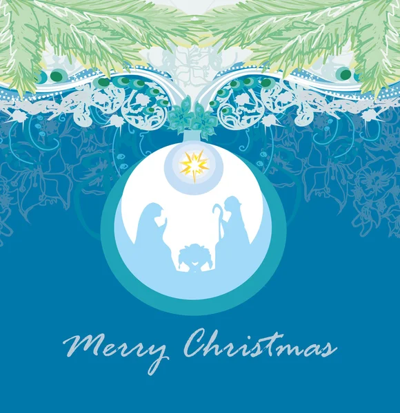 透明で赤ちゃんのイエスのキリスト教のクリスマスのキリスト降誕のシーン — ストックベクタ