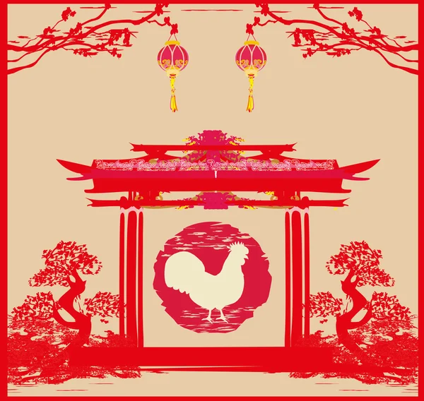 Anno di progettazione del gallo per la celebrazione del capodanno cinese — Vettoriale Stock