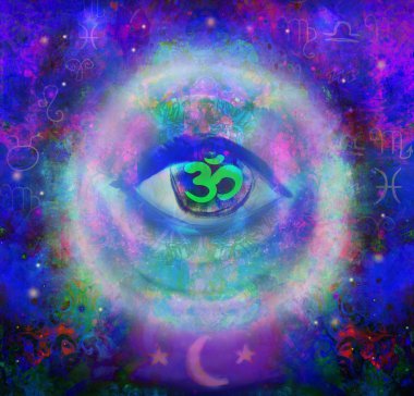 illustration of a third eye mystical sign in glass sphere clipart