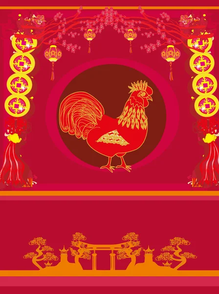 庆祝农历新年的鸡年设计 — 图库矢量图片