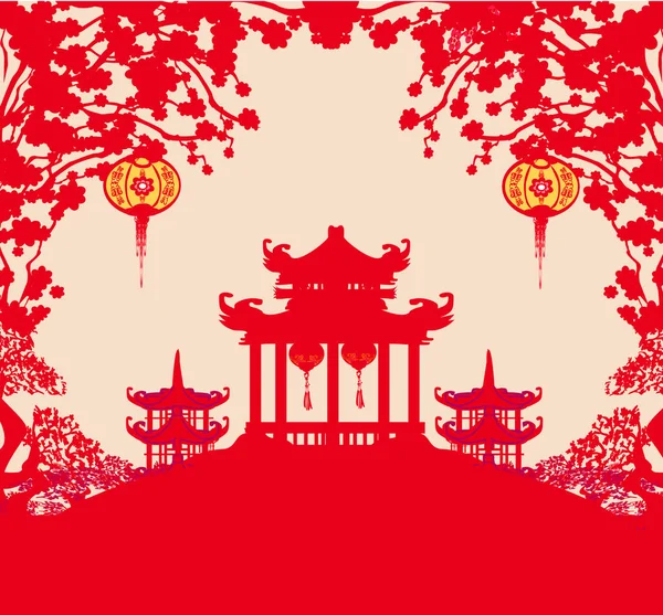 Φεστιβάλ Mid Autumn Για Την Κινεζική Πρωτοχρονιά Κάρτα — Διανυσματικό Αρχείο