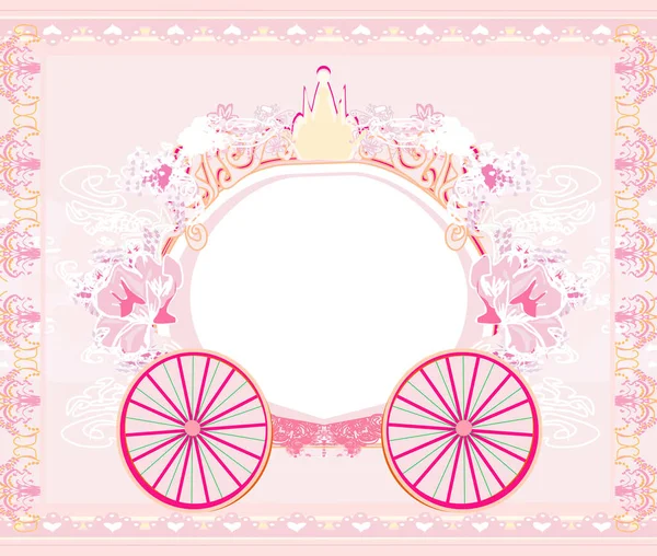 Vintage Decoratieve Roze Koets Uitnodiging — Stockvector