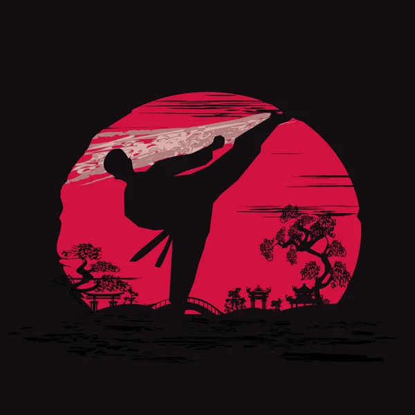 Kreativ Abstrakt Illustration Karate Fighter — Stock vektor