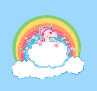 Güzel bir tek boynuzlu atın olduğu bir kart.