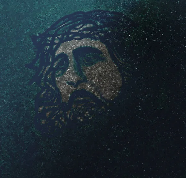 イエスの肖像画 グランジイラスト — ストック写真