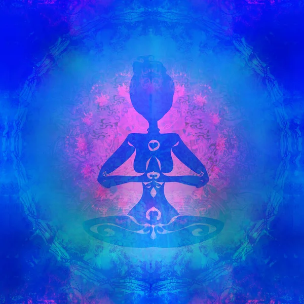 Yoga Spiritualiteit Abstracte Sier Kaart — Stockfoto