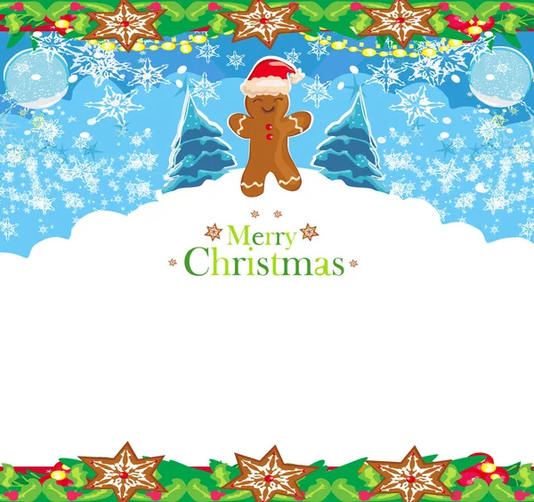 Cartão Abstrato Com Pão Gengibre Natal — Vetor de Stock