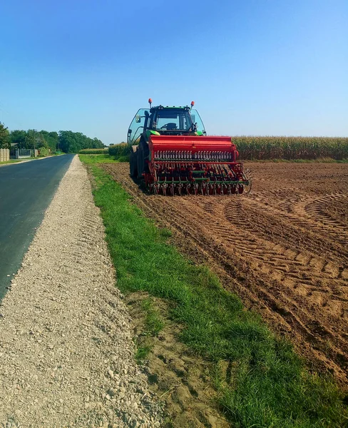 Ciągniki Pracują Roli Farmie — Zdjęcie stockowe