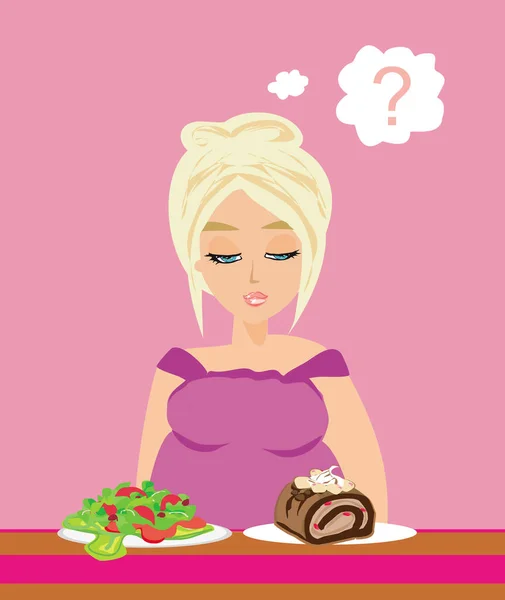 Ένα Παχύσαρκο Κορίτσι Δίαιτα — Διανυσματικό Αρχείο
