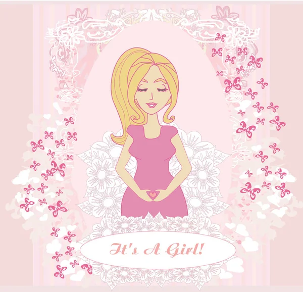 Girl Pregnant Woman Card — Stock Vector