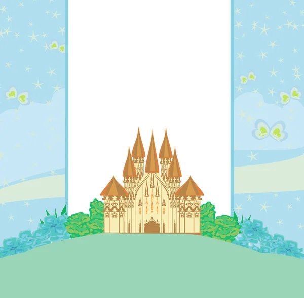 Magic Fairytale Princess Castle Card — Stock Vector