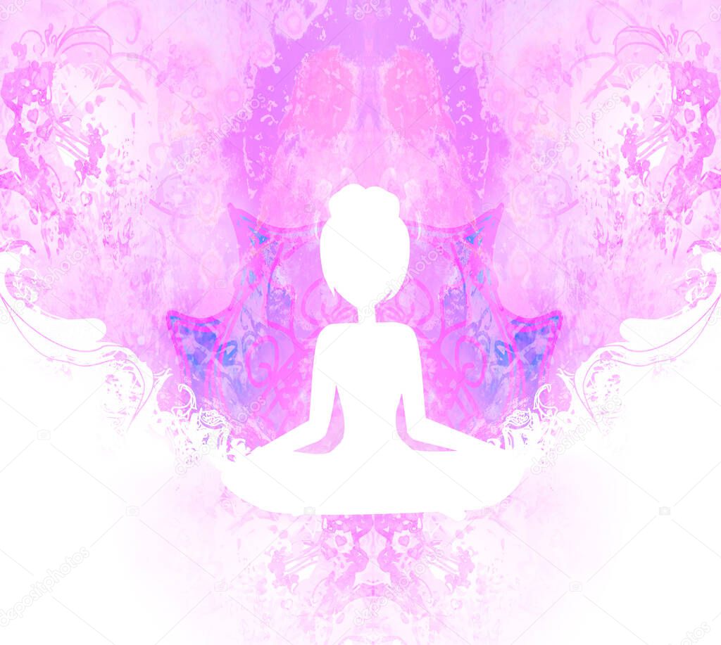 Yoga and Spirituality, abstract ornamental card