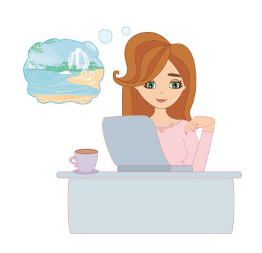 Sekreter tropikal tatilleri hayal eder