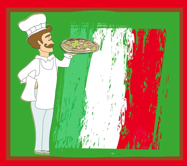 Pizzalı şef - Mesajınız için aralığı olan soyut kart