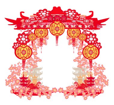 Çin Yeni Yıl Festivali için Sonbahar ortası Kartı