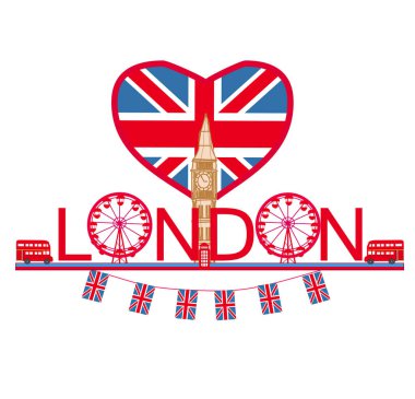 Londra simgeleriyle dekoratif metin