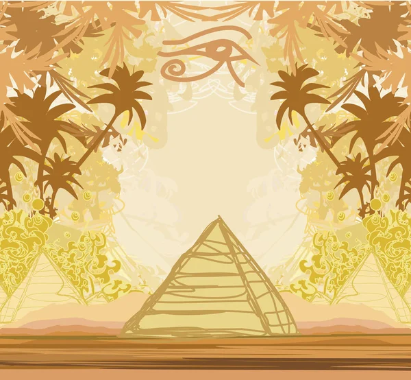 Egypt Symbols Pyramids Eye Horus Palm Trees — Stock Vector