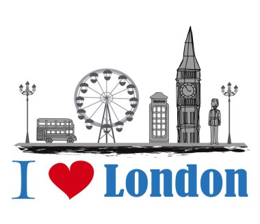 Londra simgeleriyle dekoratif afiş