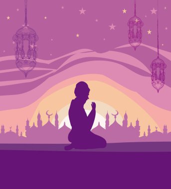 Soyut dini geçmiş - Müslüman adam dua ediyor 