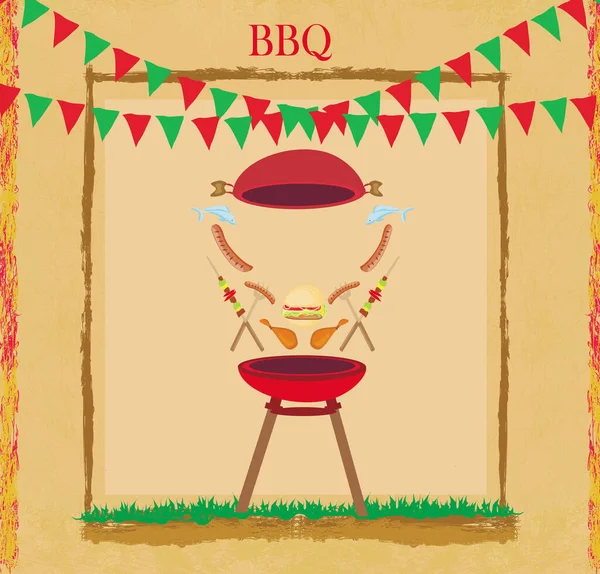 Barbacoa Volante Fiesta Vintage Barbacoa — Vector de stock