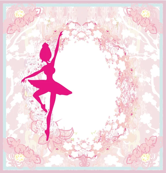 Красивая Балерина Винтажная Цветочная Рамка — стоковый вектор