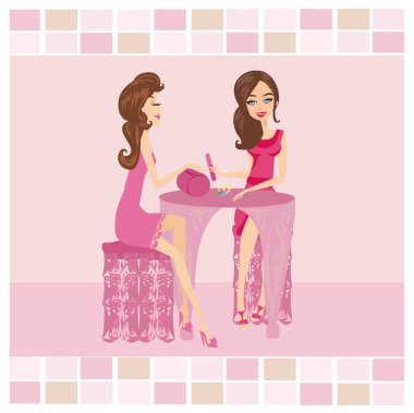 Güzellik salonunda manikür yapan bayan - kart