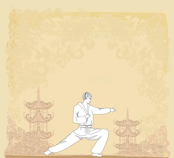 Karate Dövüşçüsünün Yaratıcı Soyut Çizimi — Stok Vektör