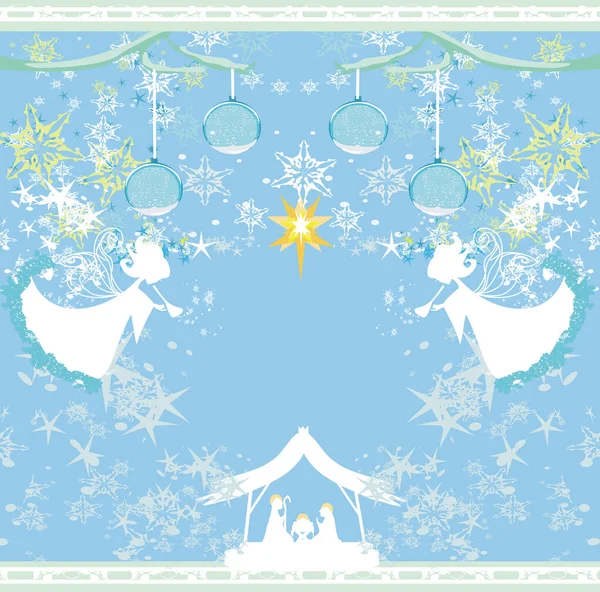 Decorated Background Angels Bethlehem — Stock Vector