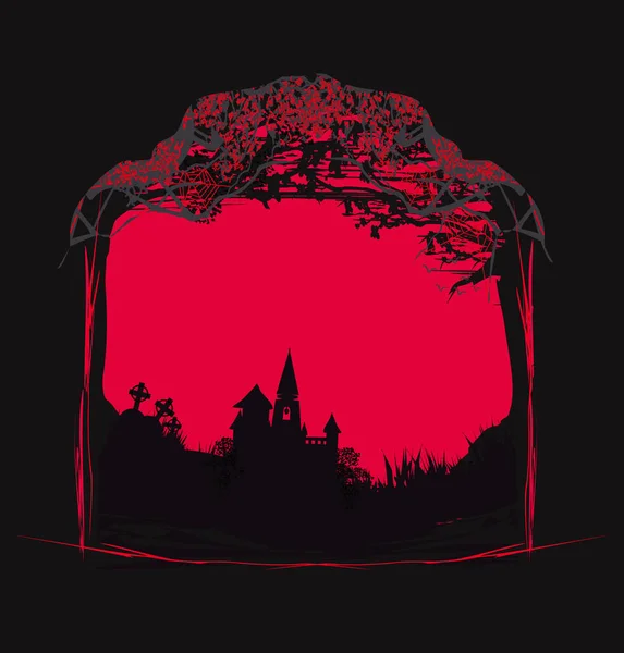 Halloween Nacht Frame Met Eng Spookkasteel — Stockvector