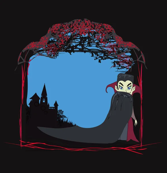 ハロウィン恐ろしい吸血鬼でナイトカード — ストックベクタ