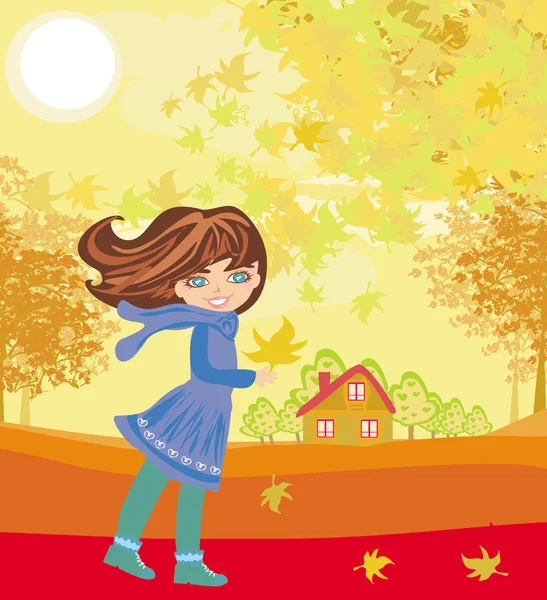 Fun in the park in autumn day — Stock Vector