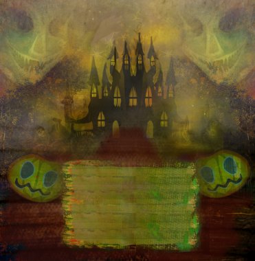 Halloween korkunç resimde önünde bir uğrak bir hayalet ile