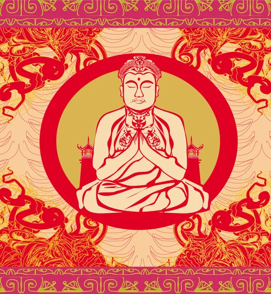 Buddha - abstrakt bakgrund, vacker prydnad kort — Stock vektor