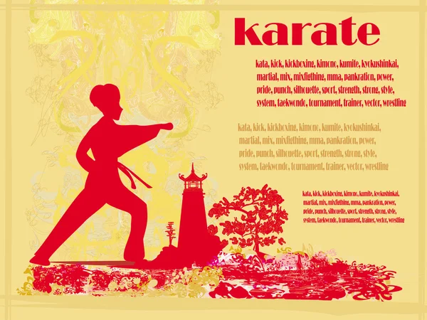 Karate grunge kaart — Stockvector