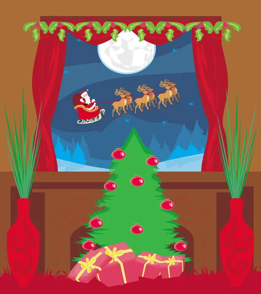 Bonne année carte avec le Père Noël — Image vectorielle