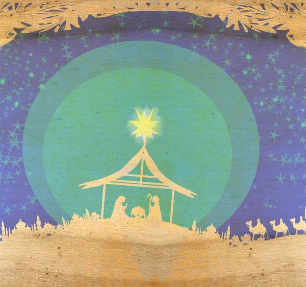 Біблійна сцена - народження Ісуса в Бетельхемі . — стокове фото