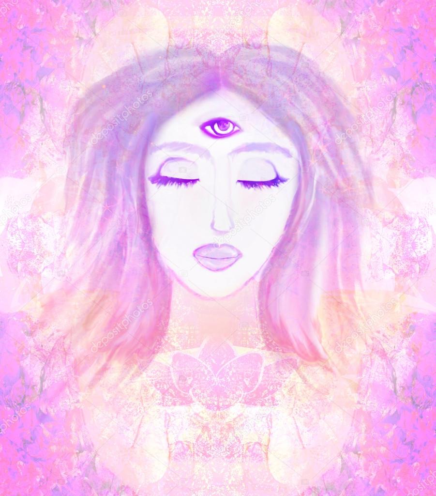 Woman with third eye, psychic supernatural senses 