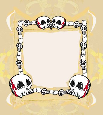 Grunge Çerçevesi eski usul kafatasıyla 