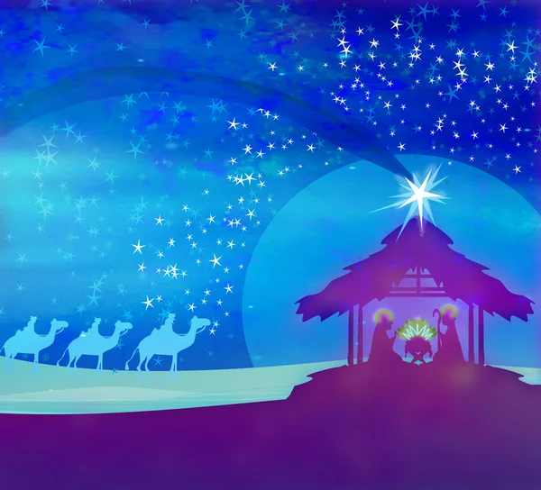 圣经场景-耶稣在伯利恒的诞生. — 图库照片
