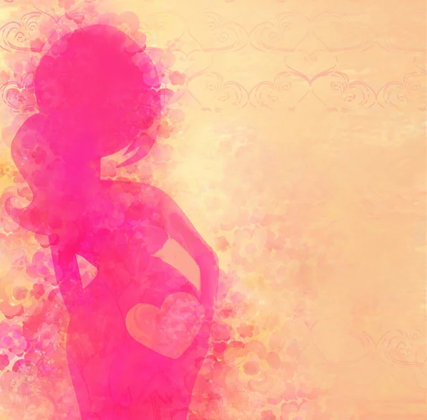 Kobieta w ciąży, baby shower card — Zdjęcie stockowe