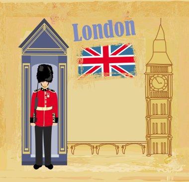 Grunge banner with London clipart