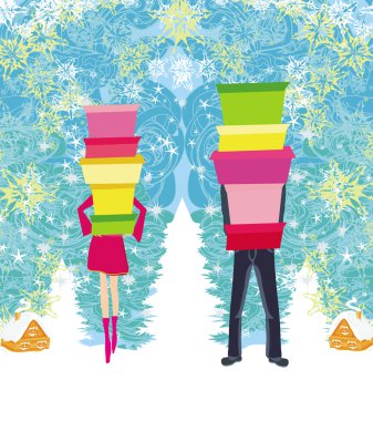 Alışveriş yapan çift - Kış Satışı 