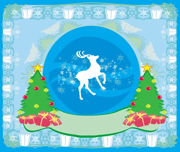 Merry Christmas card with snowflakes and reindeer — Stock Vector