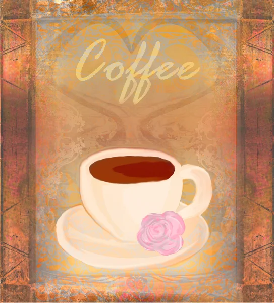 Cup of coffee, vintage card — Stock Photo, Image
