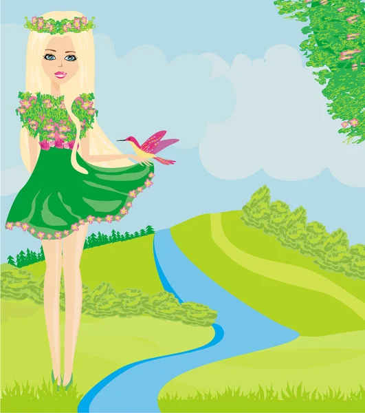 Spring fairy — Stock Vector