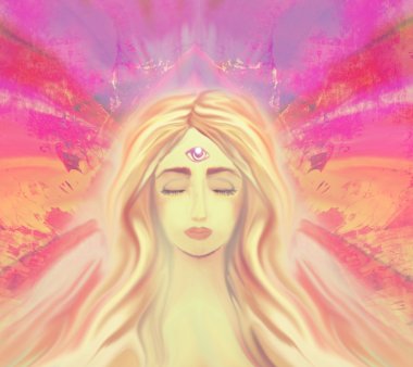 Woman with third eye, psychic supernatural senses  clipart