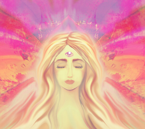 Woman with third eye, psychic supernatural senses 