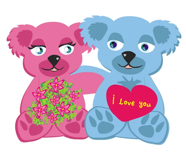 Bears in love , isolated illustration — Stock Vector