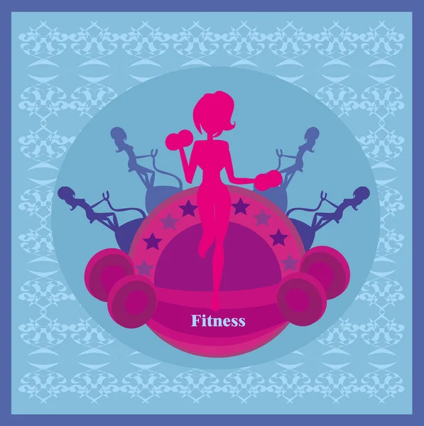 Abstract fitness girl training card — Stock Vector