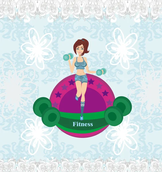Abstract fitness meisje trainingskaart — Stockvector